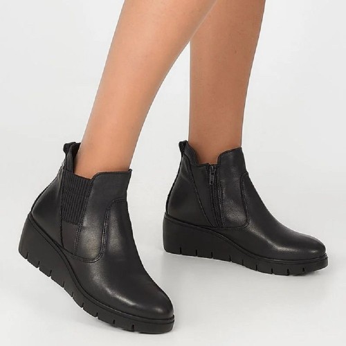 Γυναικεία Μποτάκια Μαύρο Δέρμα Αδιάβροχα 655288 Imac