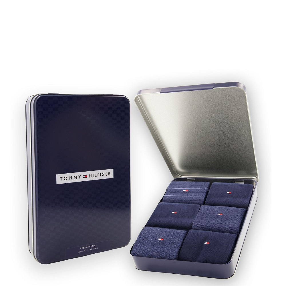 TOMMY HILFIGER</br>Tommy Hilfiger Men's Socks in Gift Box 6Pack 701235373-001 Ανδρικές Κάλτσες Μπλε TOMMY HILFIGER</br>Tommy Hilfiger Men's Socks in Gift Box 6Pack 701235373-001 Ανδρικές Κάλτσες Μπλε