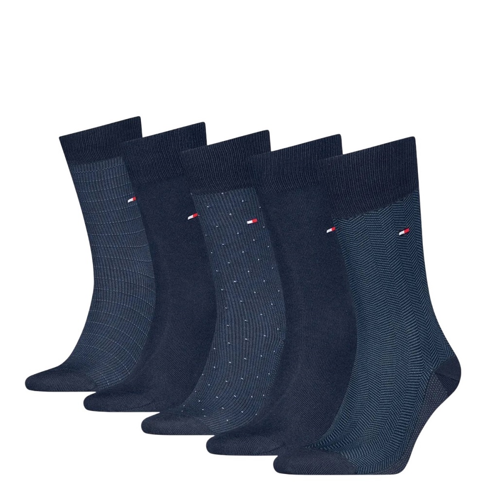 TOMMY HILFIGER</br>Tommy Hilfiger Men's Socks in Gift Box 5Pack 701235374-001 Ανδρικές Κάλτσες Μπλε