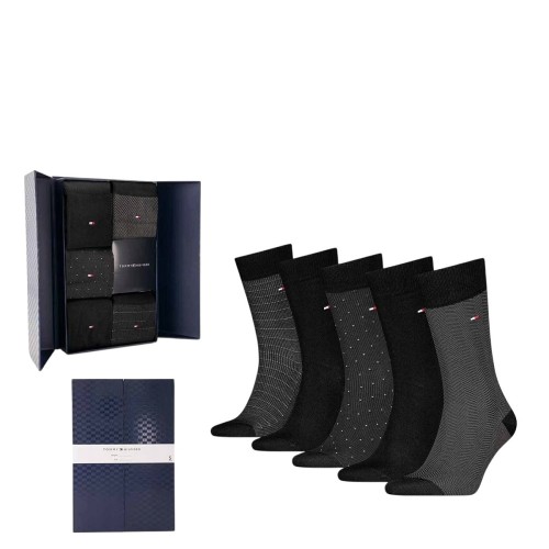 Tommy Hilfiger Men's Socks in Gift Box 5Pack 701235374-002 Ανδρικές Κάλτσες Μαύρο