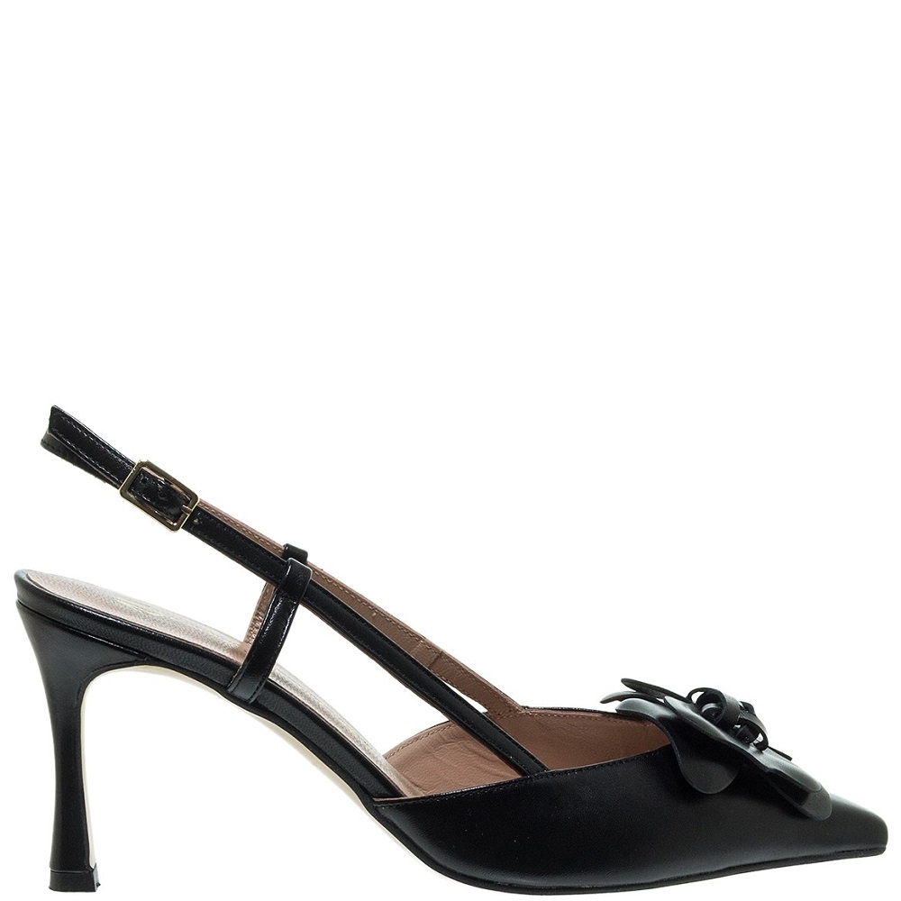 MOURTZI</br>Mourtzi 75/71614 Γυναικείες Slingback Γόβες Μαύρο Δέρμα