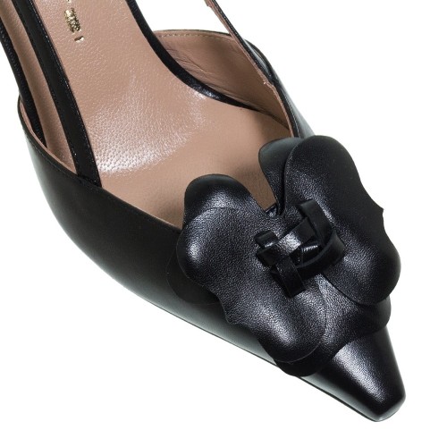 Mourtzi 75/71614 Γυναικείες Slingback Γόβες Μαύρο Δέρμα
