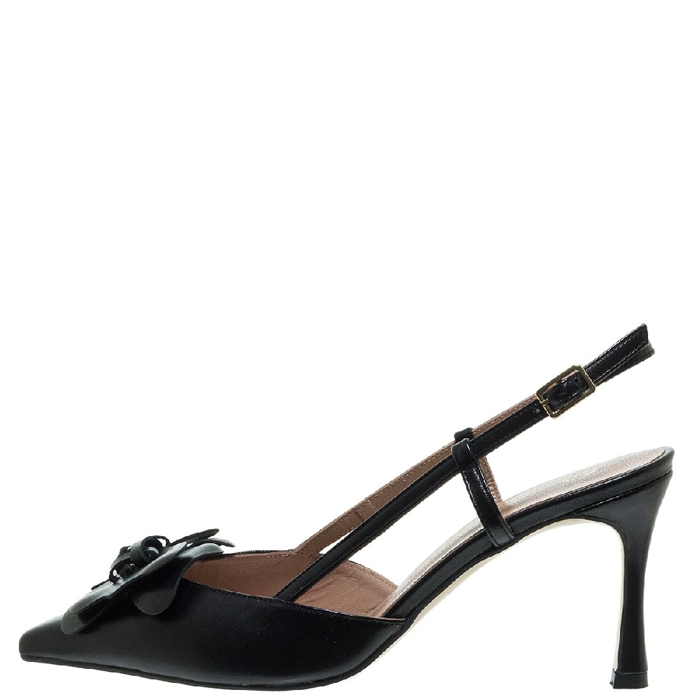 MOURTZI</br>Mourtzi 75/71614 Γυναικείες Slingback Γόβες Μαύρο Δέρμα