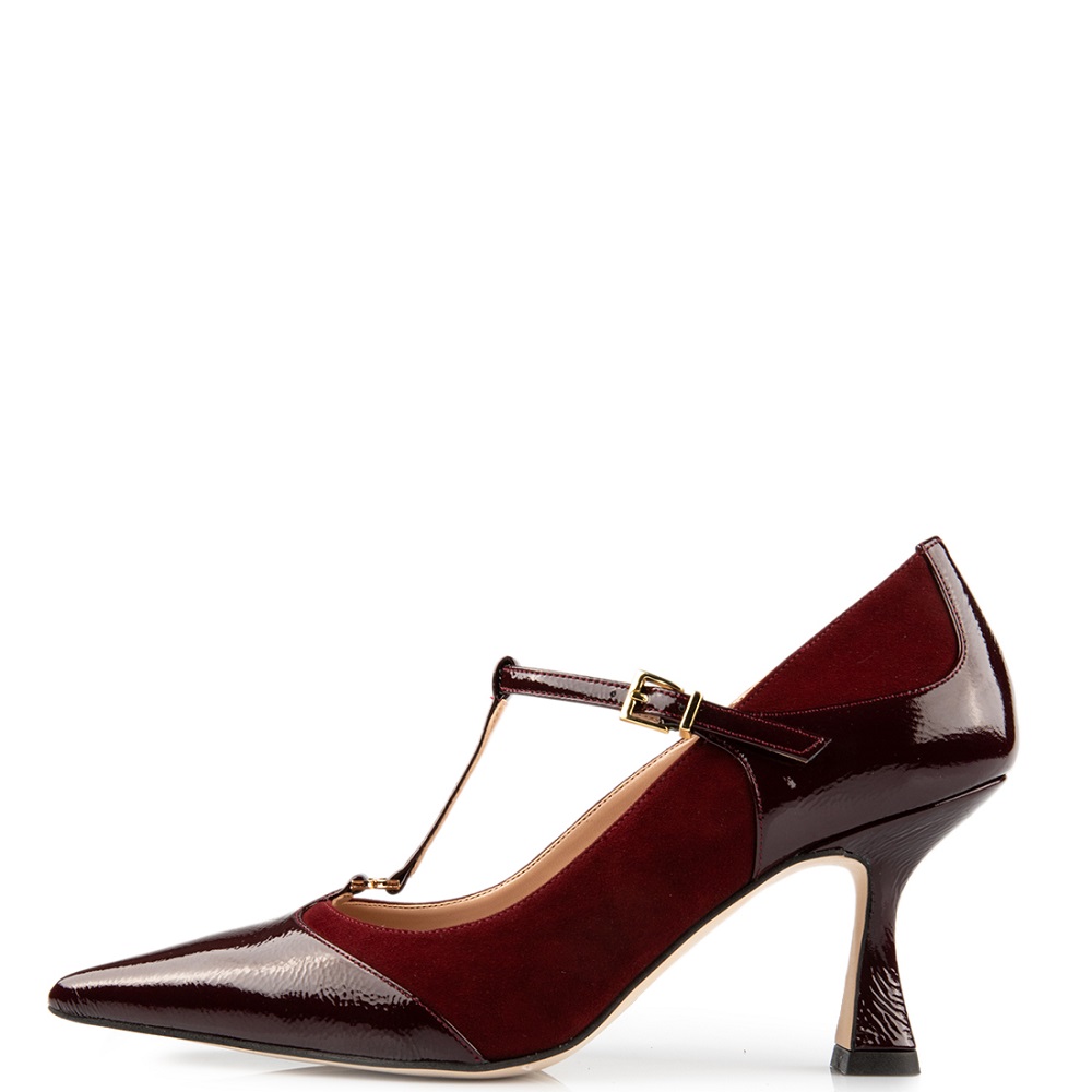 FM</br>FM 738-109 Γυναικείες Γόβες Μπορντό Λουστρίνι/Καστόρι