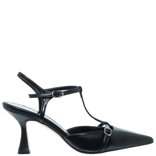 FM 738-140 Γυναικεία Slingback Μαύρο Δέρμα