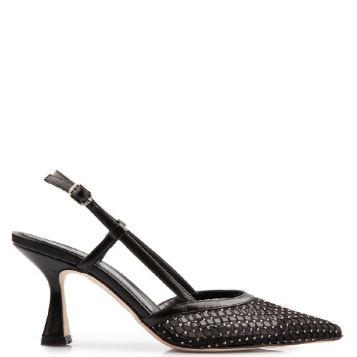 Γυναικείες Slingback Γόβες Μαύρο Φιλτιρέ 738-43 FM