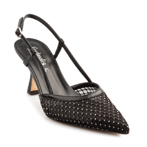 Γυναικείες Slingback Γόβες Μαύρο Φιλτιρέ 738-43 FM