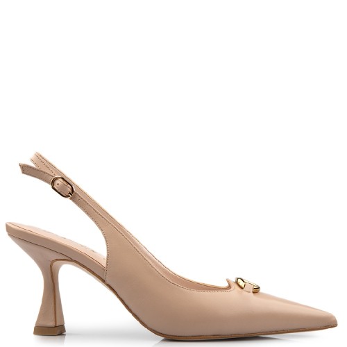 Γυναικείες Slingback Γόβες Μπεζ Δέρμα 738-71 FM