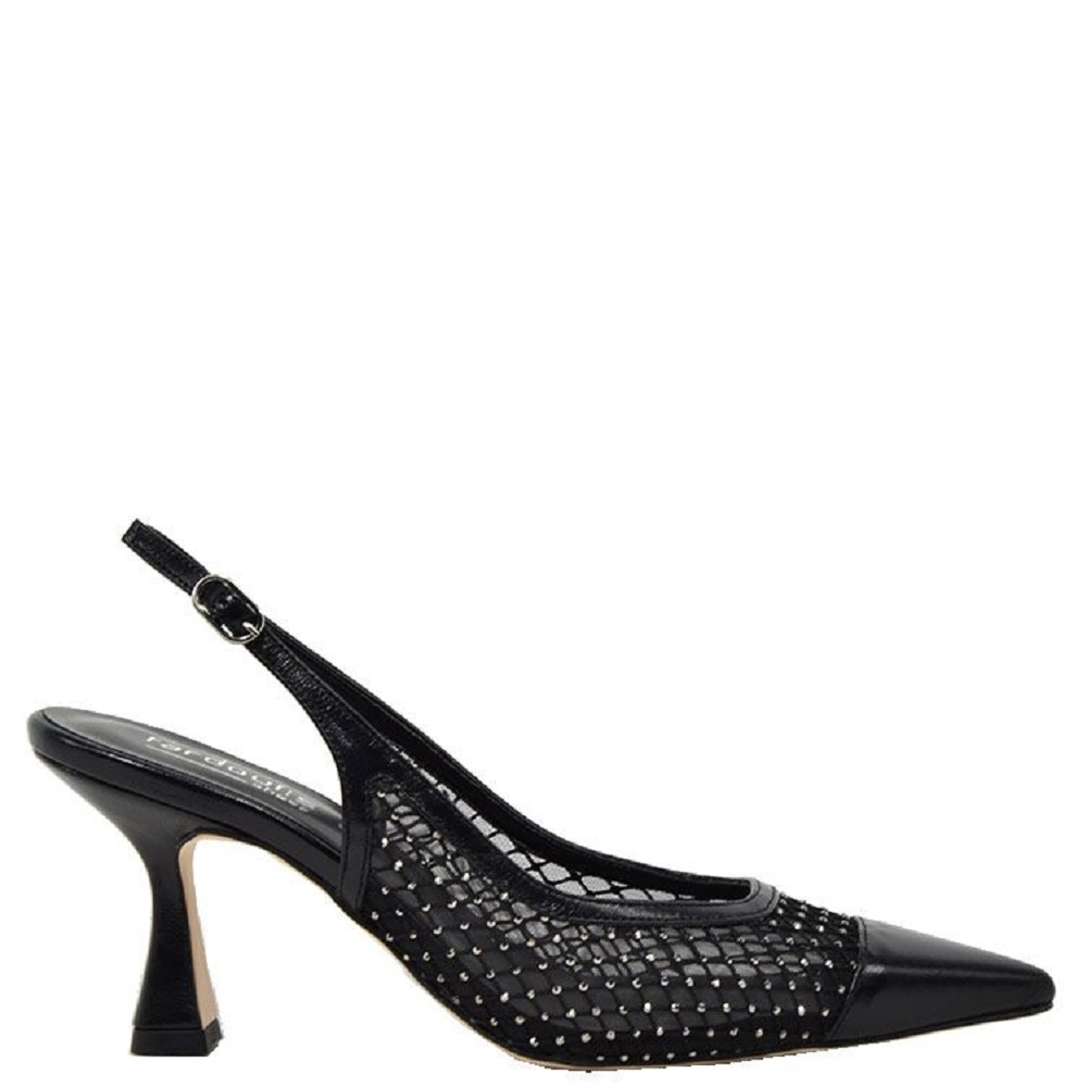 FM</br>Γυναικείες Slingback Γόβες Μαύρο Δέρμα Φιλτιρέ 738-98 FM FM</br>Γυναικείες Slingback Γόβες Μαύρο Δέρμα Φιλτιρέ 738-98 FM