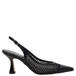 Γυναικείες Slingback Γόβες Μαύρο Δέρμα Φιλτιρέ 738-98 FM