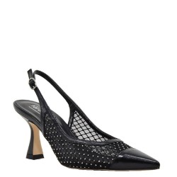 Γυναικείες Slingback Γόβες Μαύρο Δέρμα Φιλτιρέ 738-98 FM