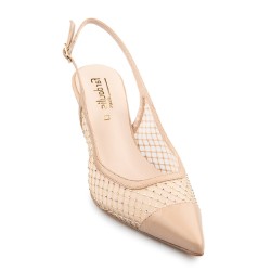 Γυναικείες Slingback Γόβες Μπεζ Δέρμα Φιλτιρέ 738-98 FM