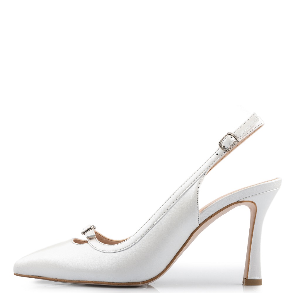 FM</br>FM 749-04 SLINGBACK Γυναικεία Slingback Λευκό Περλέ Δέρμα