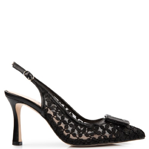 Γυναικείες Slingback Γόβες Μαύρο Φιλτιρέ 749-40 FM