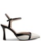 FM</br>Γυναικείες Slingback Γόβες Λευκό/Μαύρο Λουστρίνι 749-43 FM FM</br>Γυναικείες Slingback Γόβες Λευκό/Μαύρο Λουστρίνι 749-43 FM
