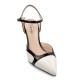 FM</br>Γυναικείες Slingback Γόβες Λευκό/Μαύρο Λουστρίνι 749-43 FM FM</br>Γυναικείες Slingback Γόβες Λευκό/Μαύρο Λουστρίνι 749-43 FM