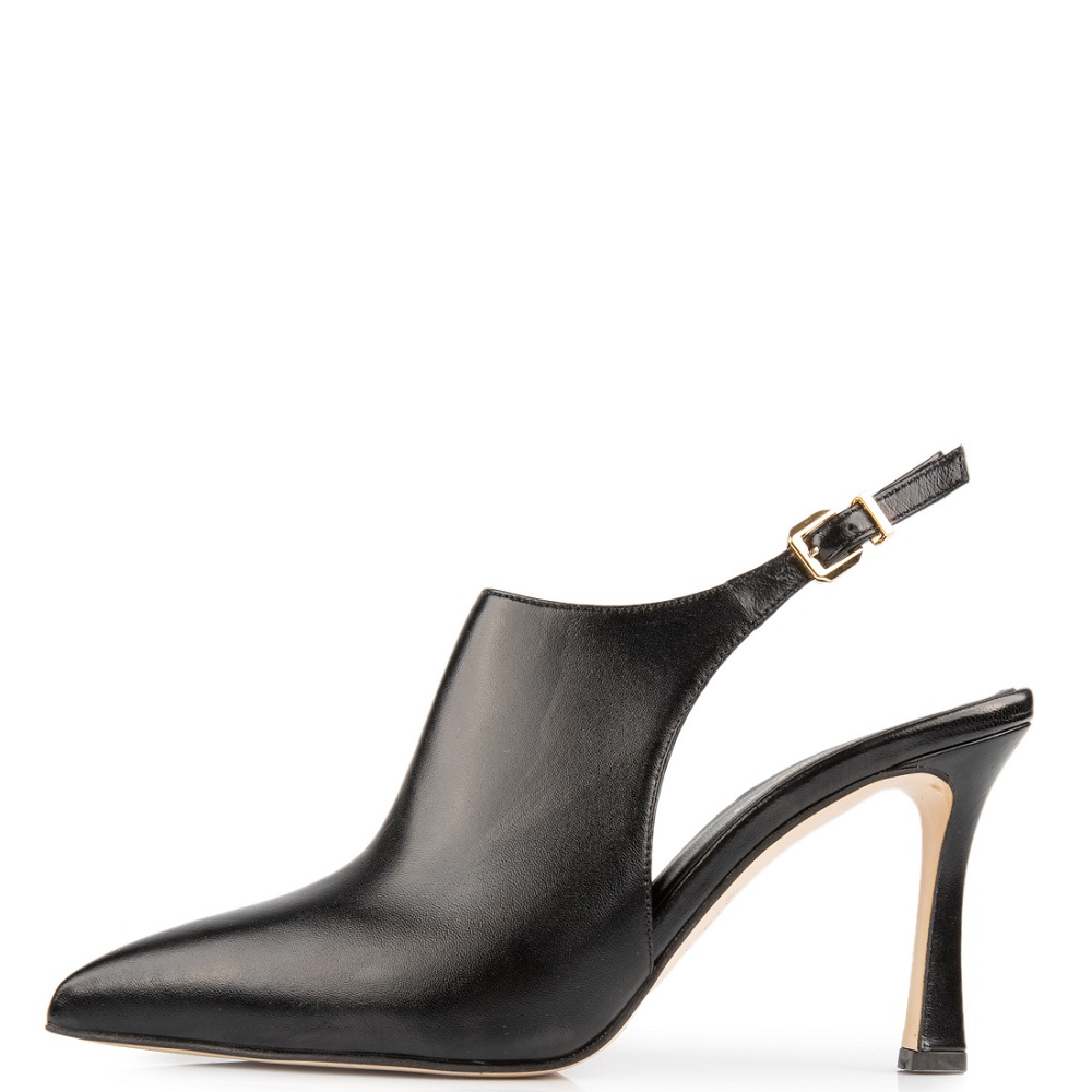 FM</br>FM 749-84 Γυναικείες Slingback Γόβες Μαύρο Δέρμα