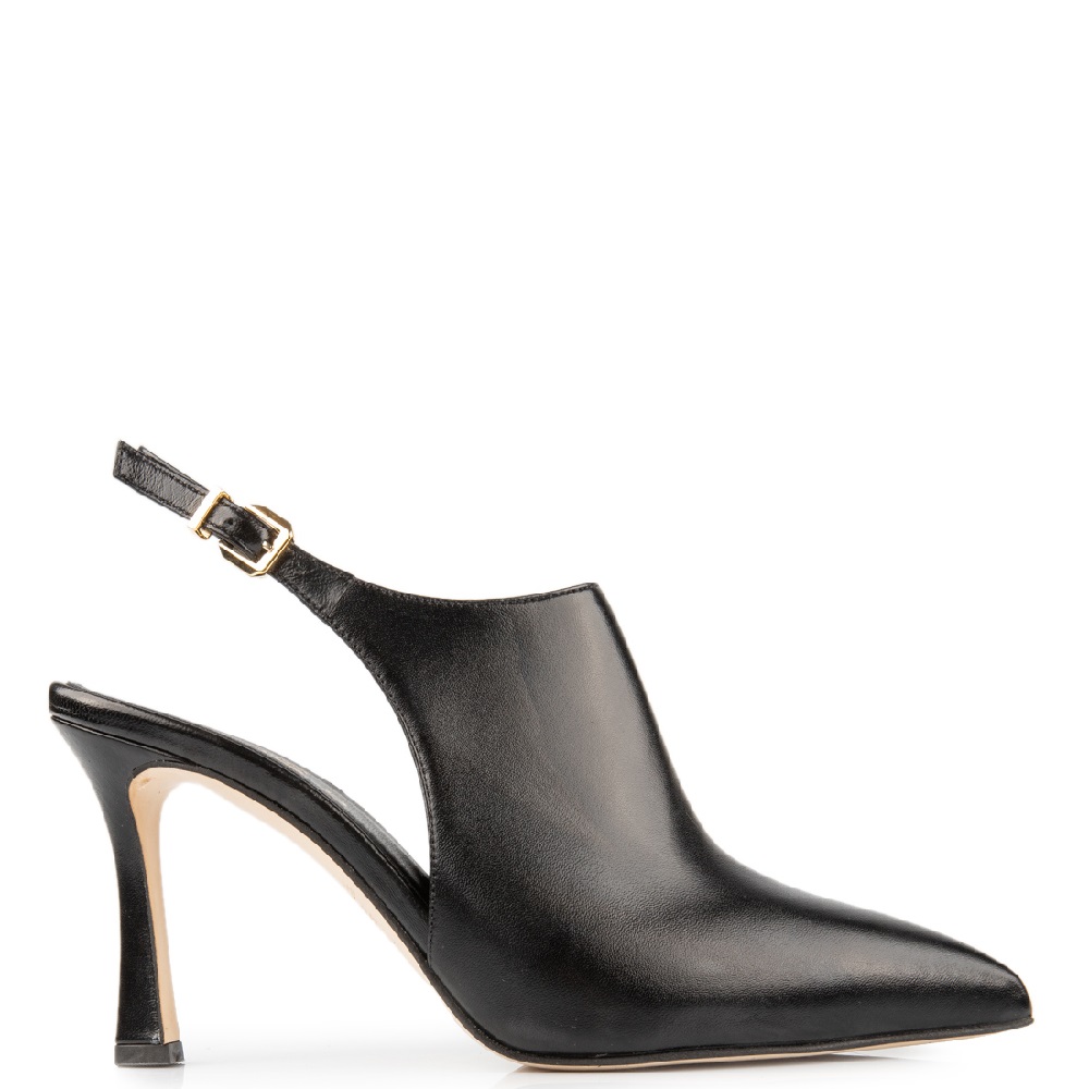 FM</br>FM 749-84 Γυναικείες Slingback Γόβες Μαύρο Δέρμα