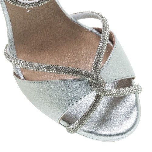 Γυναικεία Πέδιλα Ασημί Δέρμα 75/75163 Mourtzi
