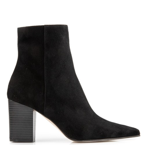 FM 7712-02 Γυναικεία Μποτάκια Μαύρο Δέρμα Καστόρι