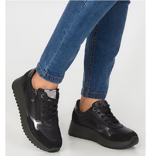 Imac 858250 Γυναικεία Sneakers Μαύρο Δέρμα Imac 858250 Γυναικεία Sneakers Μαύρο Δέρμα