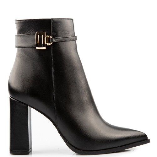 FM 951-86 Γυναικεία Μποτάκια Μαύρο Δέρμα