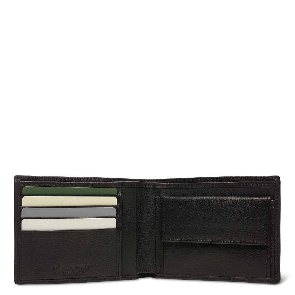 TIMBERLAND</br>Ανδρικό Πορτοφόλι Μαύρο Δέρμα Kennebunk Large Bifold Wallet With Coin Pocket A1DFS-001 Timberland