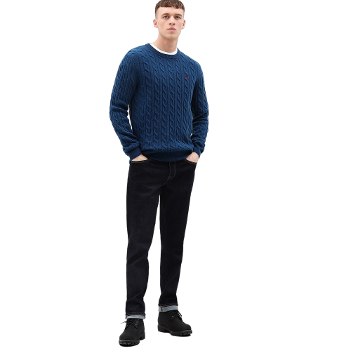 Ανδρικό Πουλόβερ Πετρόλ Philips Brook Lambswool Cable Crew Sweater A1WE8-U48 Timberland