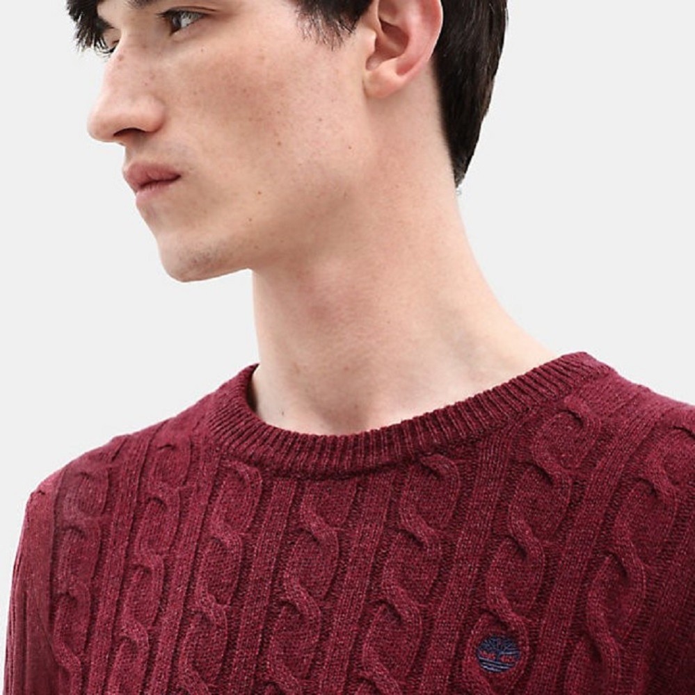 TIMBERLAND</br>Ανδρικό Πουλόβερ Μπορντώ Philips Brook Lambswool Cable Crew Sweater A1WE8-V15 Timberland TIMBERLAND</br>Ανδρικό Πουλόβερ Μπορντώ Philips Brook Lambswool Cable Crew Sweater A1WE8-V15 Timberland
