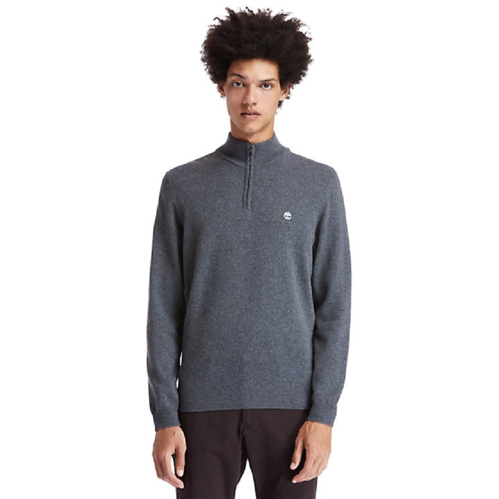 TIMBERLAND</br>Ανδρικό Πουλόβερ Γκρι LS Cohas Brook Merino 1/4 Zip Sweater A2BF6-U14 Timberland TIMBERLAND</br>Ανδρικό Πουλόβερ Γκρι LS Cohas Brook Merino 1/4 Zip Sweater A2BF6-U14 Timberland