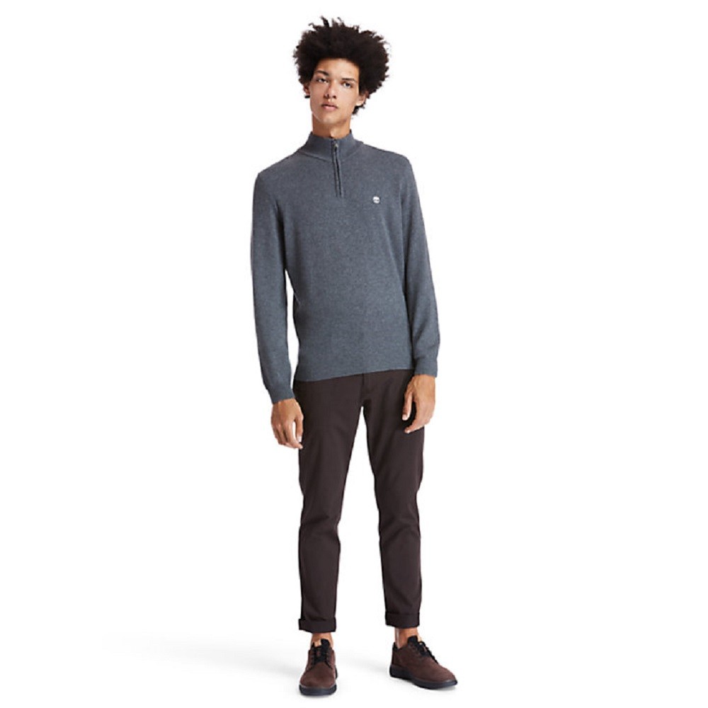 TIMBERLAND</br>Ανδρικό Πουλόβερ Γκρι LS Cohas Brook Merino 1/4 Zip Sweater A2BF6-U14 Timberland TIMBERLAND</br>Ανδρικό Πουλόβερ Γκρι LS Cohas Brook Merino 1/4 Zip Sweater A2BF6-U14 Timberland