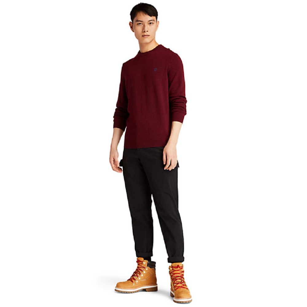 TIMBERLAND</br>Ανδρικό Πουλόβερ Μπορντώ LS Cohas Brook Merino Crewneck Sweater A2BFH-BZ9 Timberland TIMBERLAND</br>Ανδρικό Πουλόβερ Μπορντώ LS Cohas Brook Merino Crewneck Sweater A2BFH-BZ9 Timberland