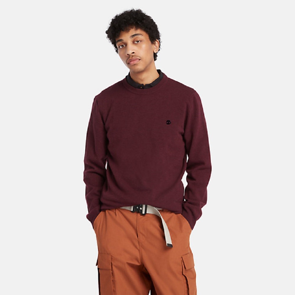TIMBERLAND</br>Ανδρικό Πουλόβερ Μπορντώ LS Cohas Brook Merino Crewneck Sweater A2BFH-I30 Timberland TIMBERLAND</br>Ανδρικό Πουλόβερ Μπορντώ LS Cohas Brook Merino Crewneck Sweater A2BFH-I30 Timberland