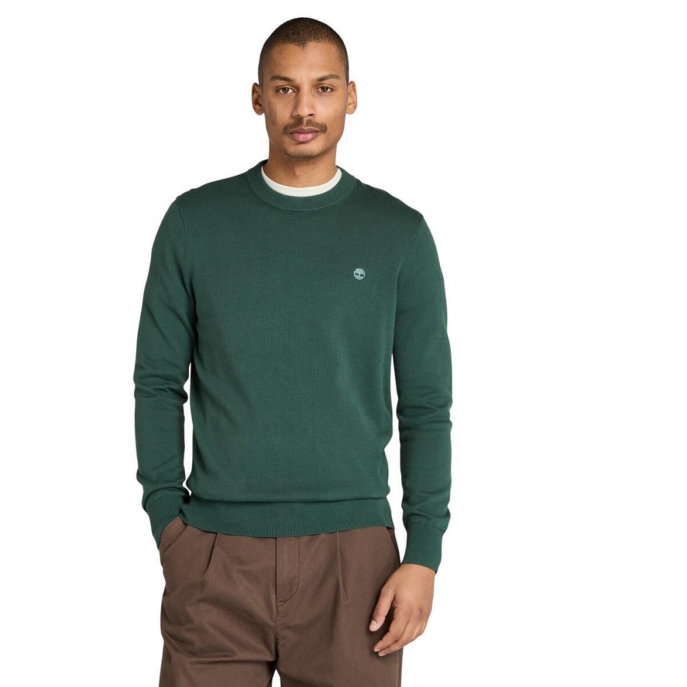 TIMBERLAND</br>Timberland LS Williams River Cotton Crewneck Sweater A2BMM-317 Ανδρικό Πουλόβερ Πράσινο TIMBERLAND</br>Timberland LS Williams River Cotton Crewneck Sweater A2BMM-317 Ανδρικό Πουλόβερ Πράσινο