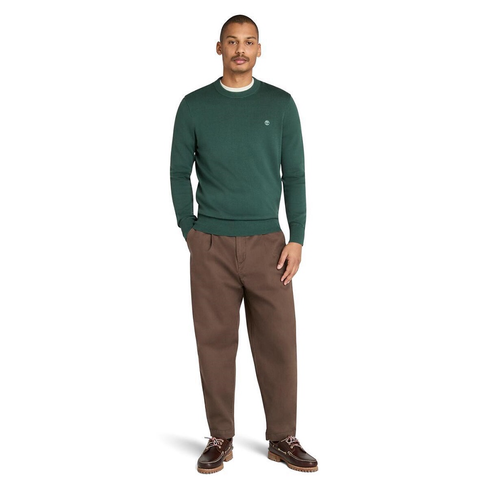 TIMBERLAND</br>Timberland LS Williams River Cotton Crewneck Sweater A2BMM-317 Ανδρικό Πουλόβερ Πράσινο TIMBERLAND</br>Timberland LS Williams River Cotton Crewneck Sweater A2BMM-317 Ανδρικό Πουλόβερ Πράσινο