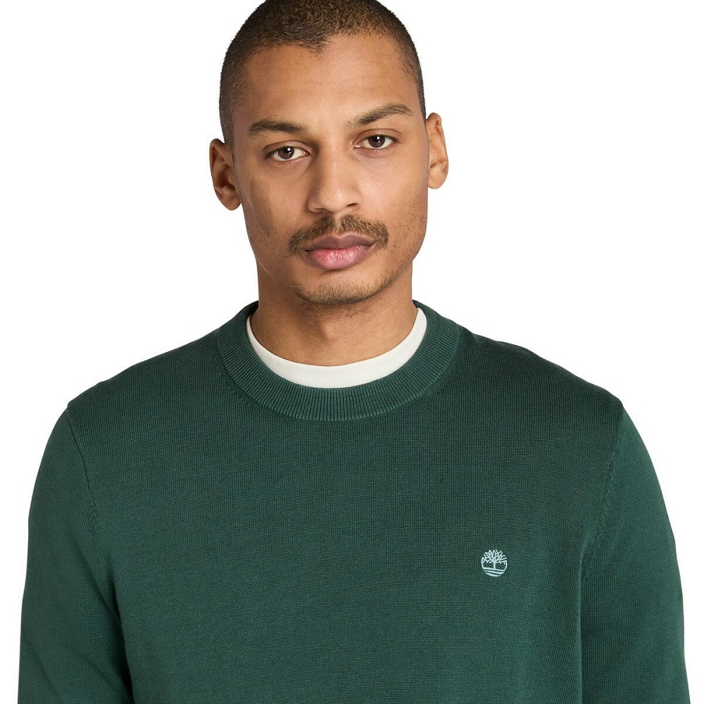 TIMBERLAND</br>Timberland LS Williams River Cotton Crewneck Sweater A2BMM-317 Ανδρικό Πουλόβερ Πράσινο TIMBERLAND</br>Timberland LS Williams River Cotton Crewneck Sweater A2BMM-317 Ανδρικό Πουλόβερ Πράσινο