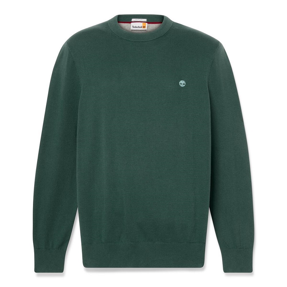 TIMBERLAND</br>Timberland LS Williams River Cotton Crewneck Sweater A2BMM-317 Ανδρικό Πουλόβερ Πράσινο TIMBERLAND</br>Timberland LS Williams River Cotton Crewneck Sweater A2BMM-317 Ανδρικό Πουλόβερ Πράσινο