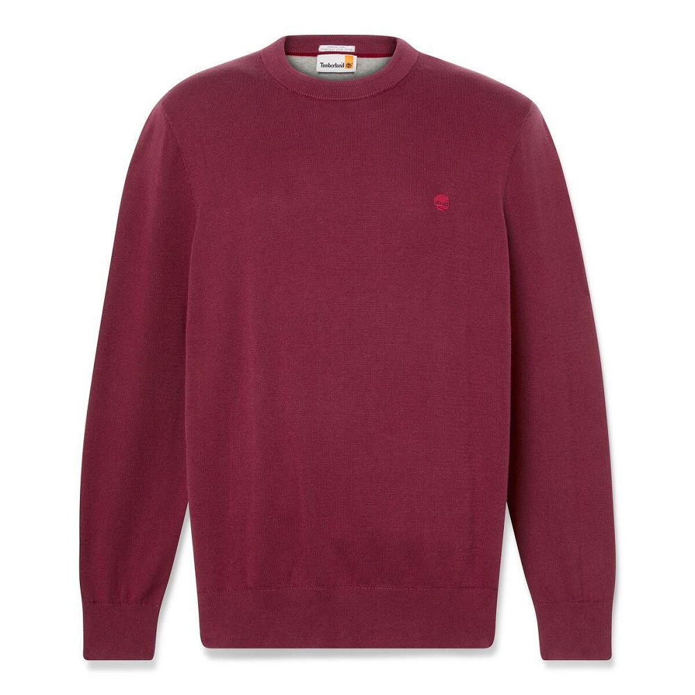 TIMBERLAND</br>Timberland LS Williams River Cotton Crewneck Sweater A2BMM-648 Ανδρικό Πουλόβερ Μπορντώ TIMBERLAND</br>Timberland LS Williams River Cotton Crewneck Sweater A2BMM-648 Ανδρικό Πουλόβερ Μπορντώ