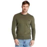 Timberland LS Williams River Cotton Crewneck Sweater A2BMM-A58 Ανδρικό Πουλόβερ Χακί