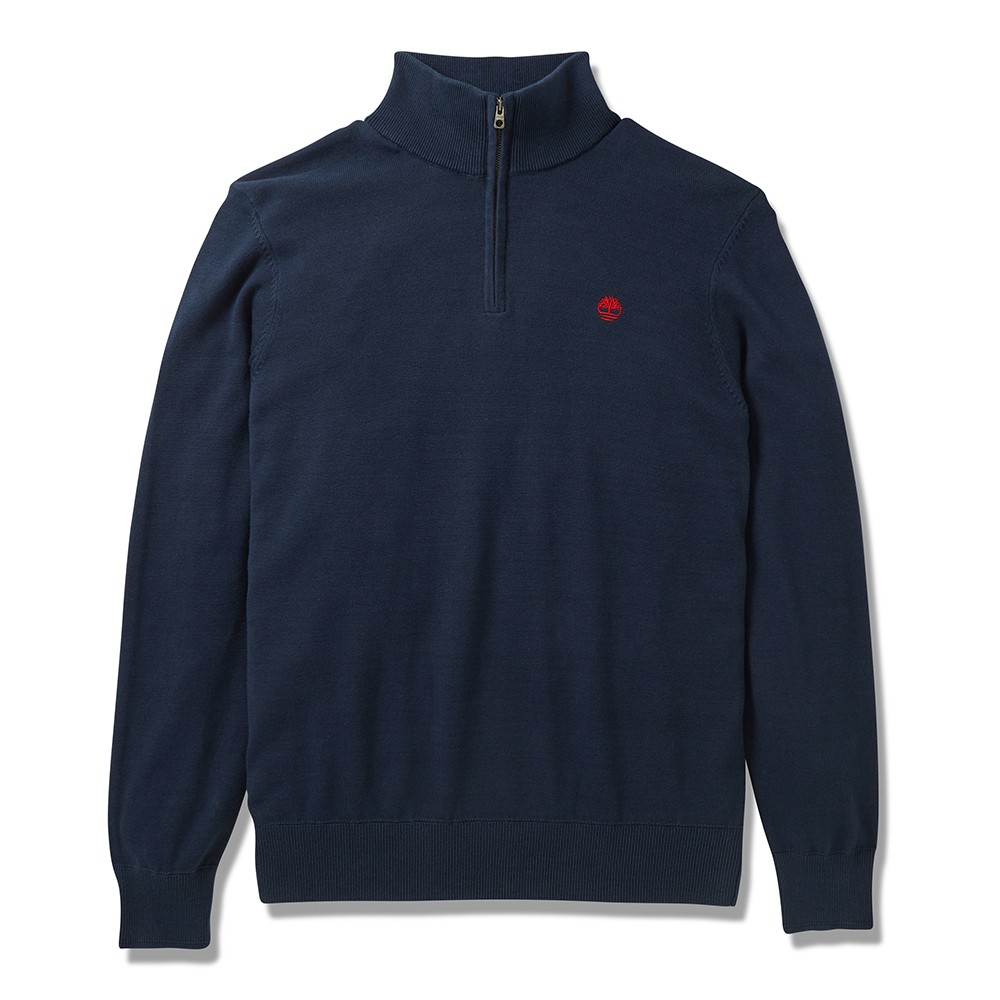 TIMBERLAND</br>Ανδρικό Πουλόβερ Μπλε LS Williams River Cotton 1/4 Zip Sweater A2BMX-433 Timberland