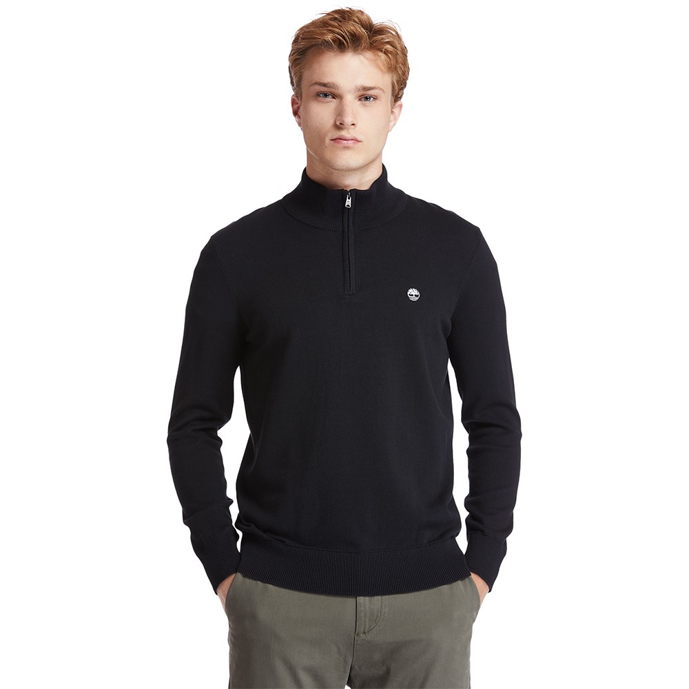 TIMBERLAND</br>Ανδρικό Πουλόβερ Μαύρο LS Williams River Cotton 1/4 Zip Sweater A2BMX-001 Timberland TIMBERLAND</br>Ανδρικό Πουλόβερ Μαύρο LS Williams River Cotton 1/4 Zip Sweater A2BMX-001 Timberland