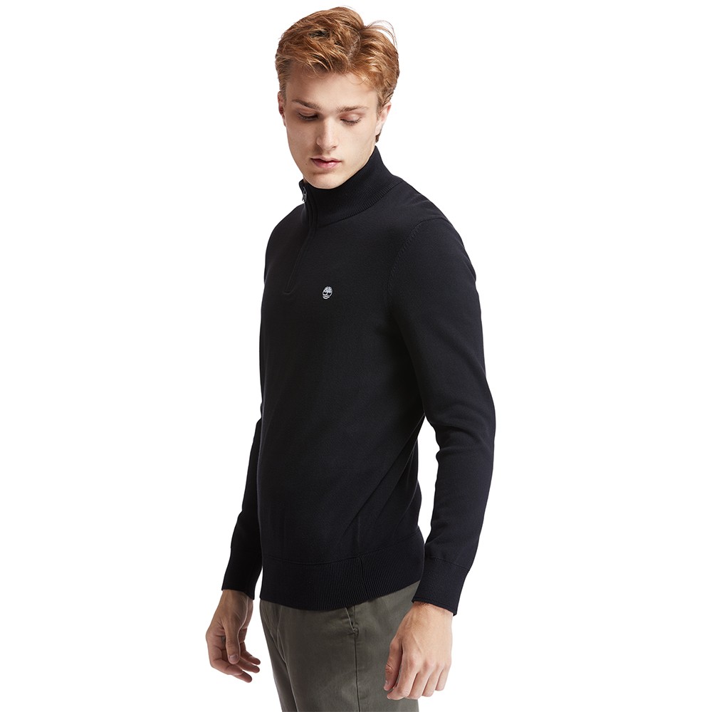 TIMBERLAND</br>Ανδρικό Πουλόβερ Μαύρο LS Williams River Cotton 1/4 Zip Sweater A2BMX-001 Timberland TIMBERLAND</br>Ανδρικό Πουλόβερ Μαύρο LS Williams River Cotton 1/4 Zip Sweater A2BMX-001 Timberland