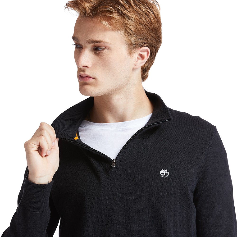 TIMBERLAND</br>Ανδρικό Πουλόβερ Μαύρο LS Williams River Cotton 1/4 Zip Sweater A2BMX-001 Timberland TIMBERLAND</br>Ανδρικό Πουλόβερ Μαύρο LS Williams River Cotton 1/4 Zip Sweater A2BMX-001 Timberland