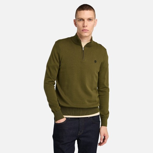 Timberland LS Williams River Cotton 1/4 Zip Sweater A2BMX-302 Ανδρικό Πουλόβερ Χακί