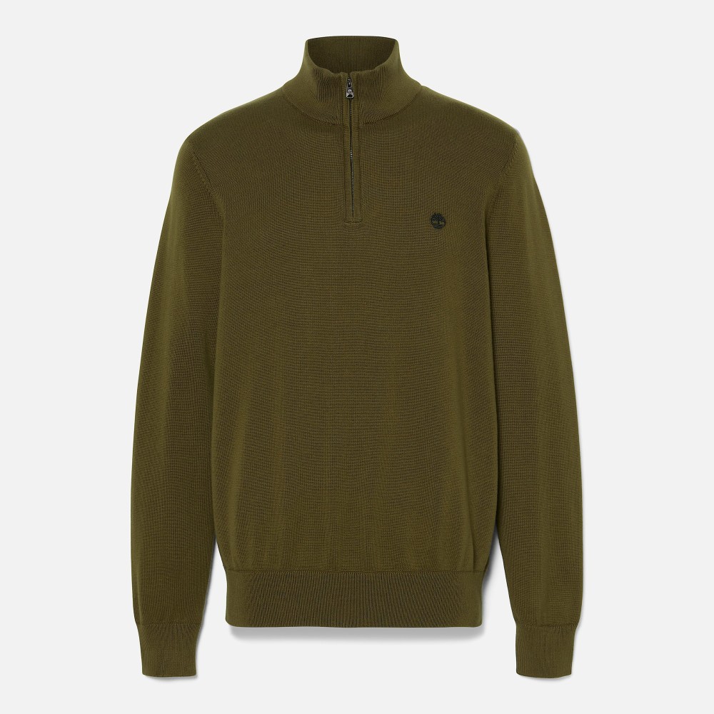 TIMBERLAND</br>Ανδρικό Πουλόβερ Χακί LS Williams River Cotton 1/4 Zip Sweater A2BMX-302 Timberland TIMBERLAND</br>Ανδρικό Πουλόβερ Χακί LS Williams River Cotton 1/4 Zip Sweater A2BMX-302 Timberland
