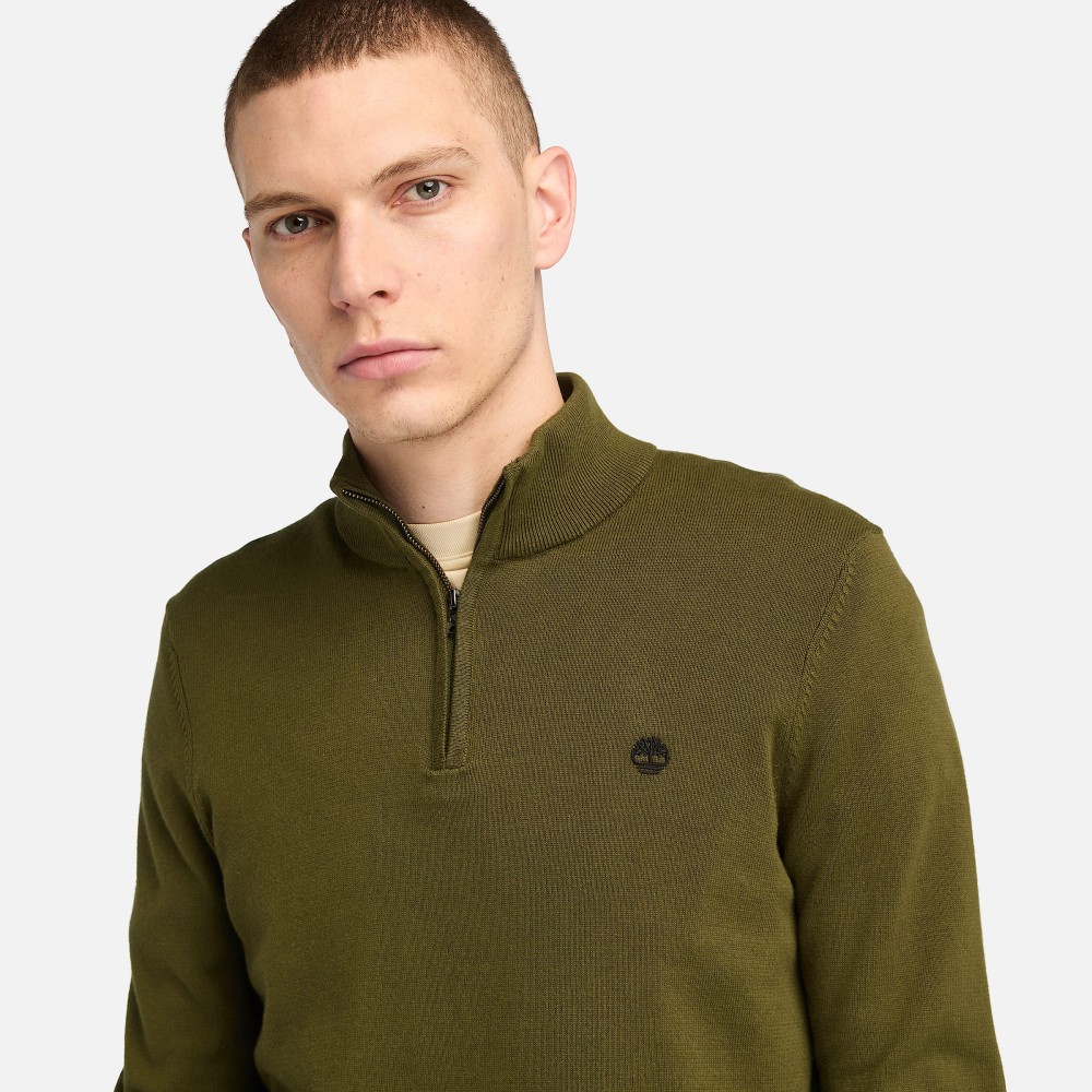 TIMBERLAND</br>Ανδρικό Πουλόβερ Χακί LS Williams River Cotton 1/4 Zip Sweater A2BMX-302 Timberland TIMBERLAND</br>Ανδρικό Πουλόβερ Χακί LS Williams River Cotton 1/4 Zip Sweater A2BMX-302 Timberland