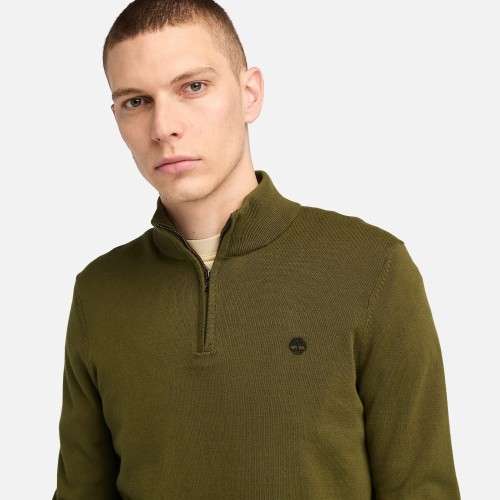 Timberland LS Williams River Cotton 1/4 Zip Sweater A2BMX-302 Ανδρικό Πουλόβερ Χακί Timberland LS Williams River Cotton 1/4 Zip Sweater A2BMX-302 Ανδρικό Πουλόβερ Χακί