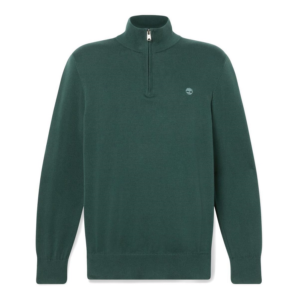TIMBERLAND</br>Timberland LS Williams River Cotton 1/4 Zip Sweater A2BMX-317 Ανδρικό Πουλόβερ Πράσινο TIMBERLAND</br>Timberland LS Williams River Cotton 1/4 Zip Sweater A2BMX-317 Ανδρικό Πουλόβερ Πράσινο