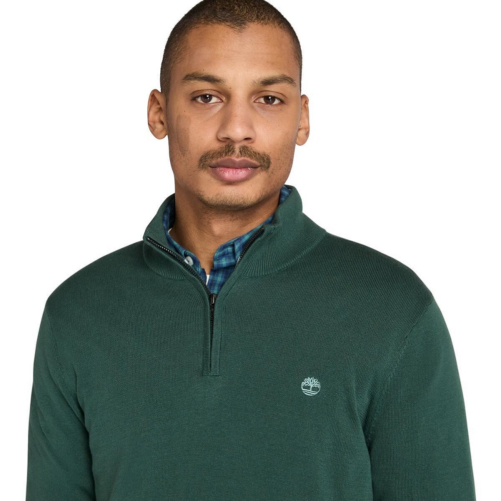 TIMBERLAND</br>Timberland LS Williams River Cotton 1/4 Zip Sweater A2BMX-317 Ανδρικό Πουλόβερ Πράσινο TIMBERLAND</br>Timberland LS Williams River Cotton 1/4 Zip Sweater A2BMX-317 Ανδρικό Πουλόβερ Πράσινο