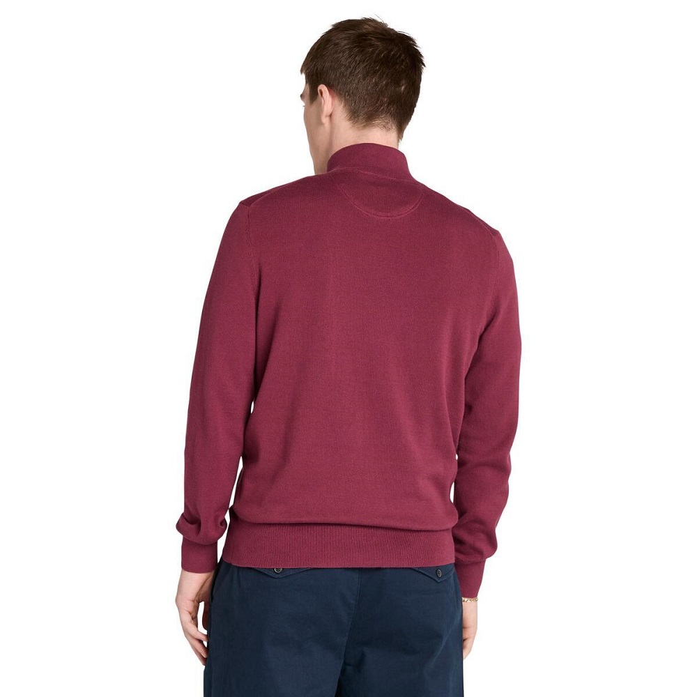 TIMBERLAND</br>Timberland LS Williams River Cotton 1/4 Zip Sweater A2BMX-648 Ανδρικό Πουλόβερ Μπορντώ TIMBERLAND</br>Timberland LS Williams River Cotton 1/4 Zip Sweater A2BMX-648 Ανδρικό Πουλόβερ Μπορντώ